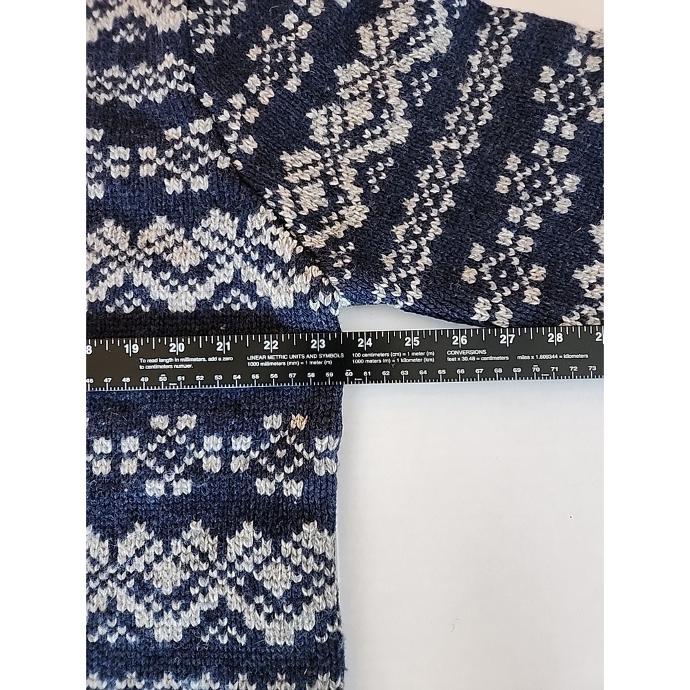Schott Bros Pullover Sweater Nordic Fair Isle Heavy Chunky Ski Blue Mens Sz XL - Picture 4 of 9